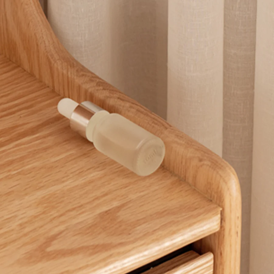 Lannion Natural Solid Oak Bedside Table with Hutch - Image 8