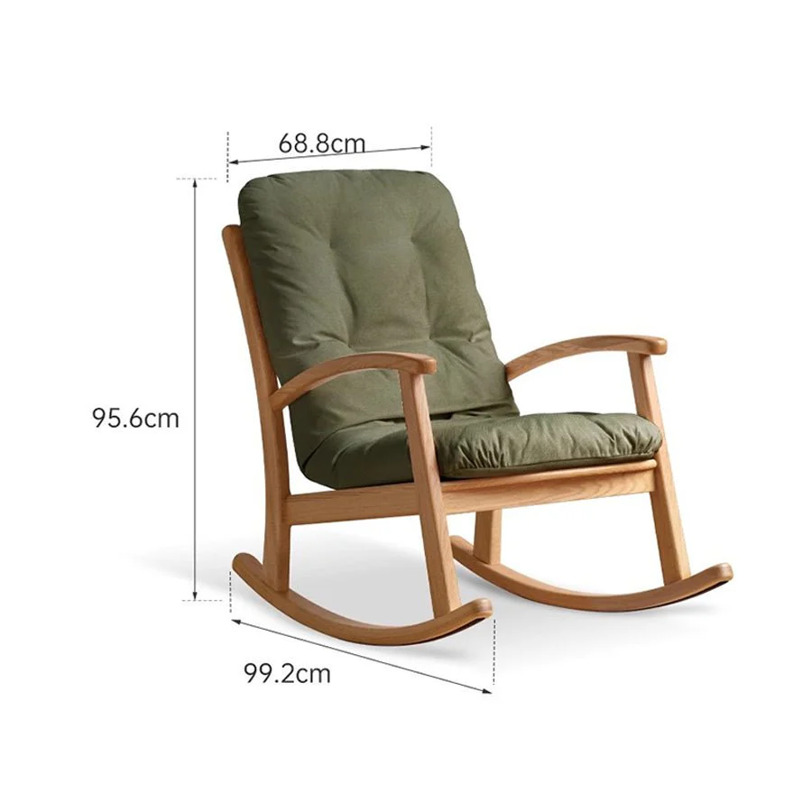 Larvik Natural Solid Oak Fabric Rocking Chair - Image 10