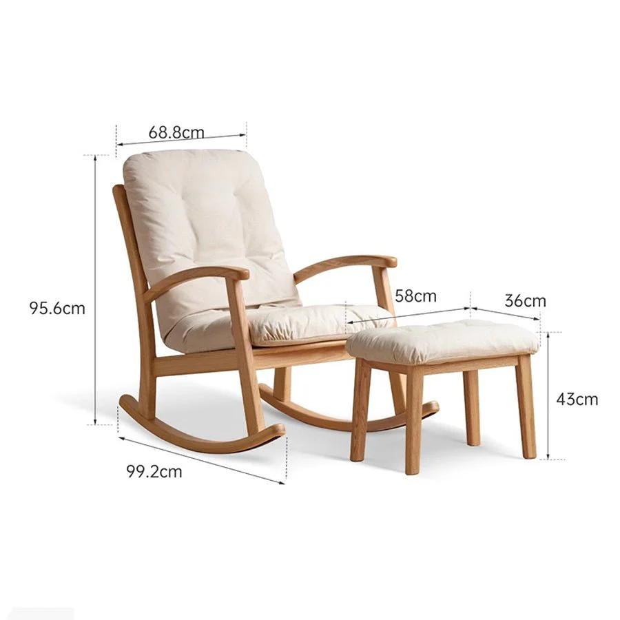 Larvik Natural Solid Oak Fabric Rocking Chair - Image 11