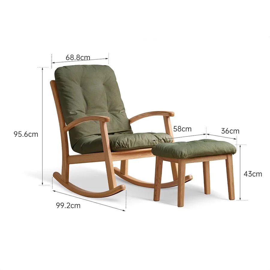Larvik Natural Solid Oak Fabric Rocking Chair - Image 12