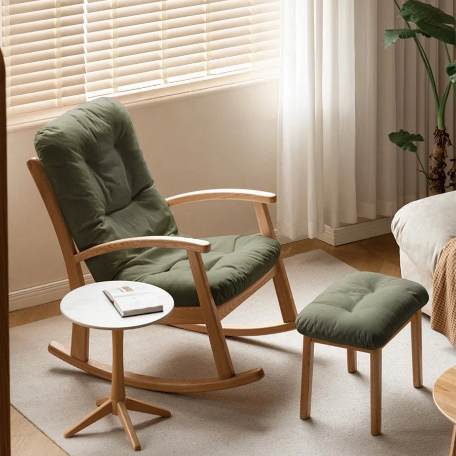 Larvik Natural Solid Oak Fabric Rocking Chair - Image 2