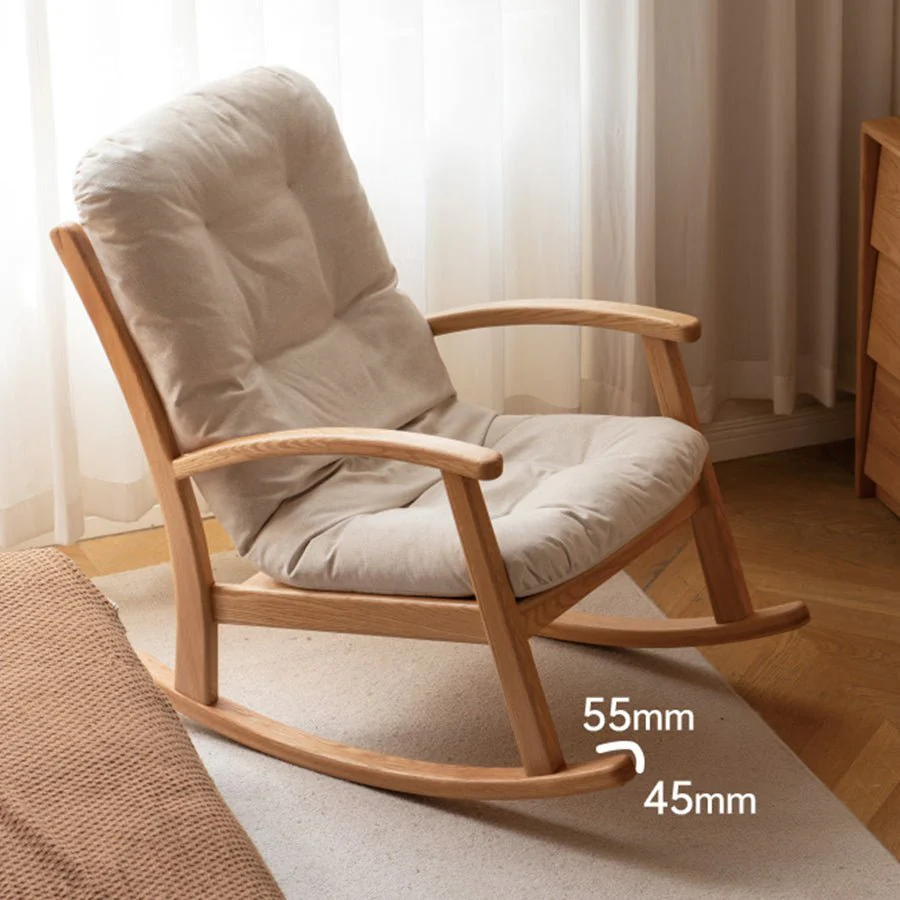 Larvik Natural Solid Oak Fabric Rocking Chair - Image 4