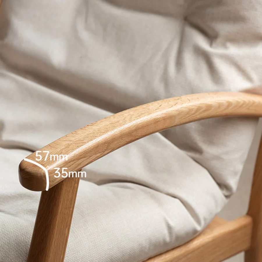 Larvik Natural Solid Oak Fabric Rocking Chair - Image 6