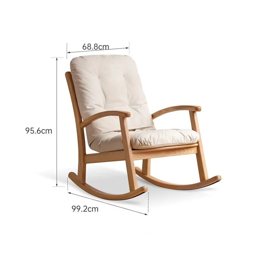 Larvik Natural Solid Oak Fabric Rocking Chair - Image 9