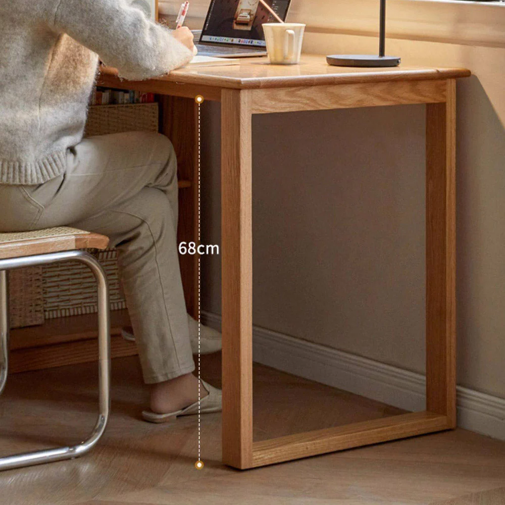 Lazio Natural Solid Oak Return Storage Desk with Hutch - Image 8