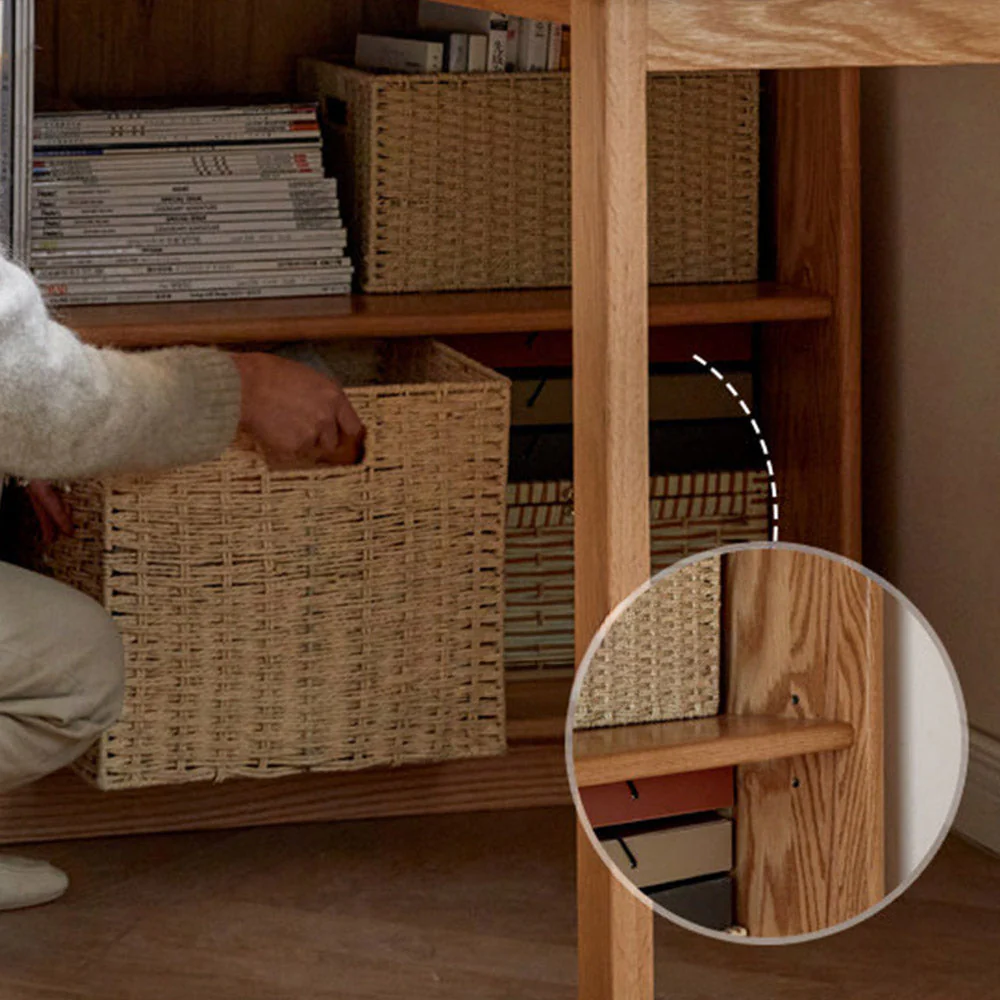 Lazio Natural Solid Oak Return Storage Desk with Hutch - Image 9