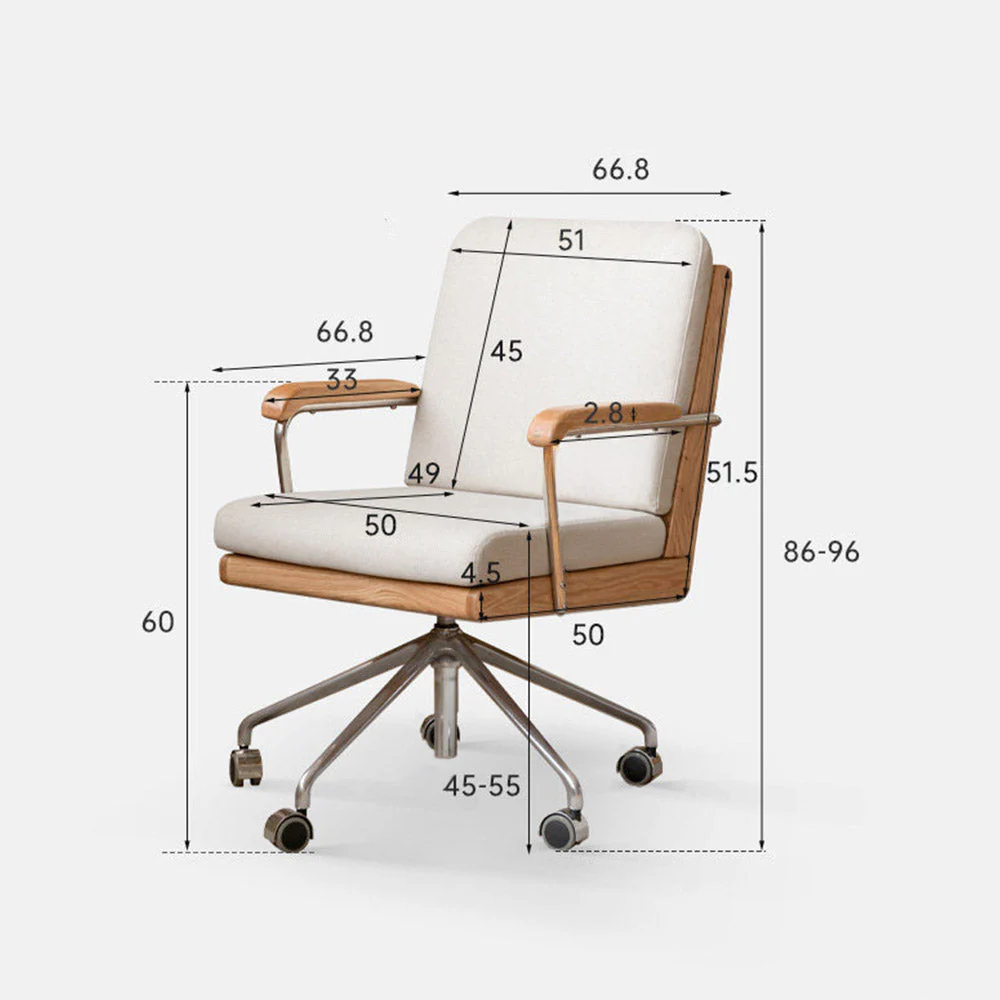 Lecca Natural Solid Oak Office Chair - Image 11