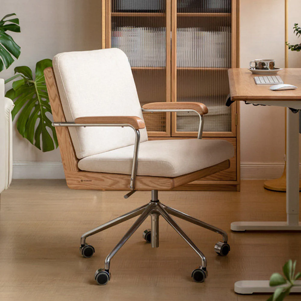 Lecca Natural Solid Oak Office Chair - Image 2