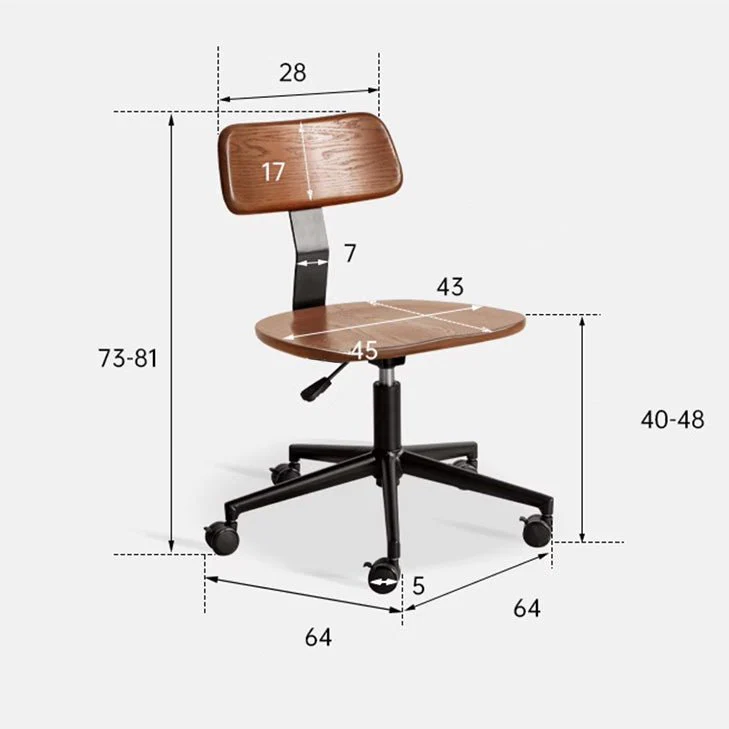 Lenne Natural Solid Oak Swivel Study Office Chair - Image 7