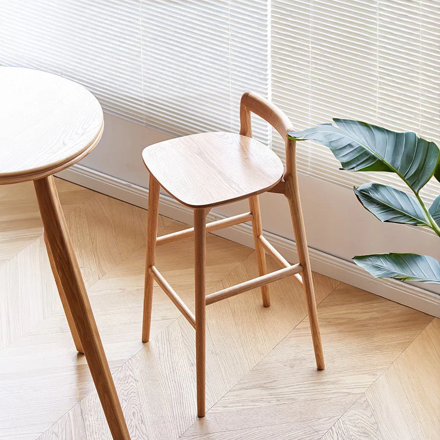 Leszno Natural Solid Oak Bar Stool - Image 3