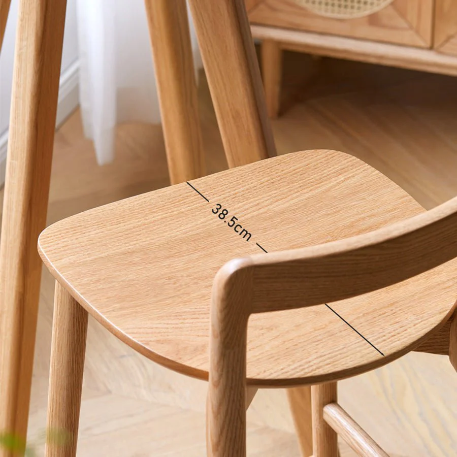 Leszno Natural Solid Oak Bar Stool - Image 4