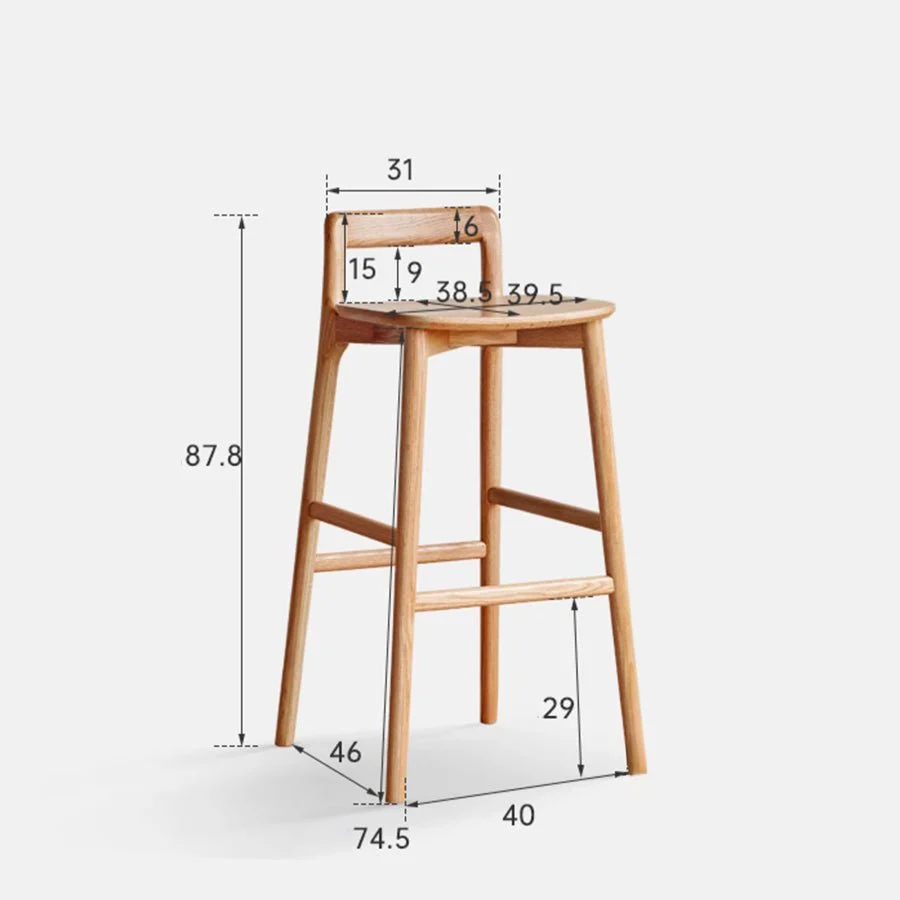 Leszno Natural Solid Oak Bar Stool - Image 5