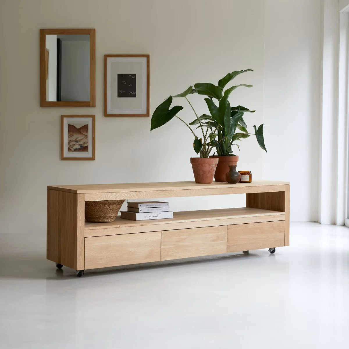 Liden Solid Oak Caster Feet TV Unit - Image 4