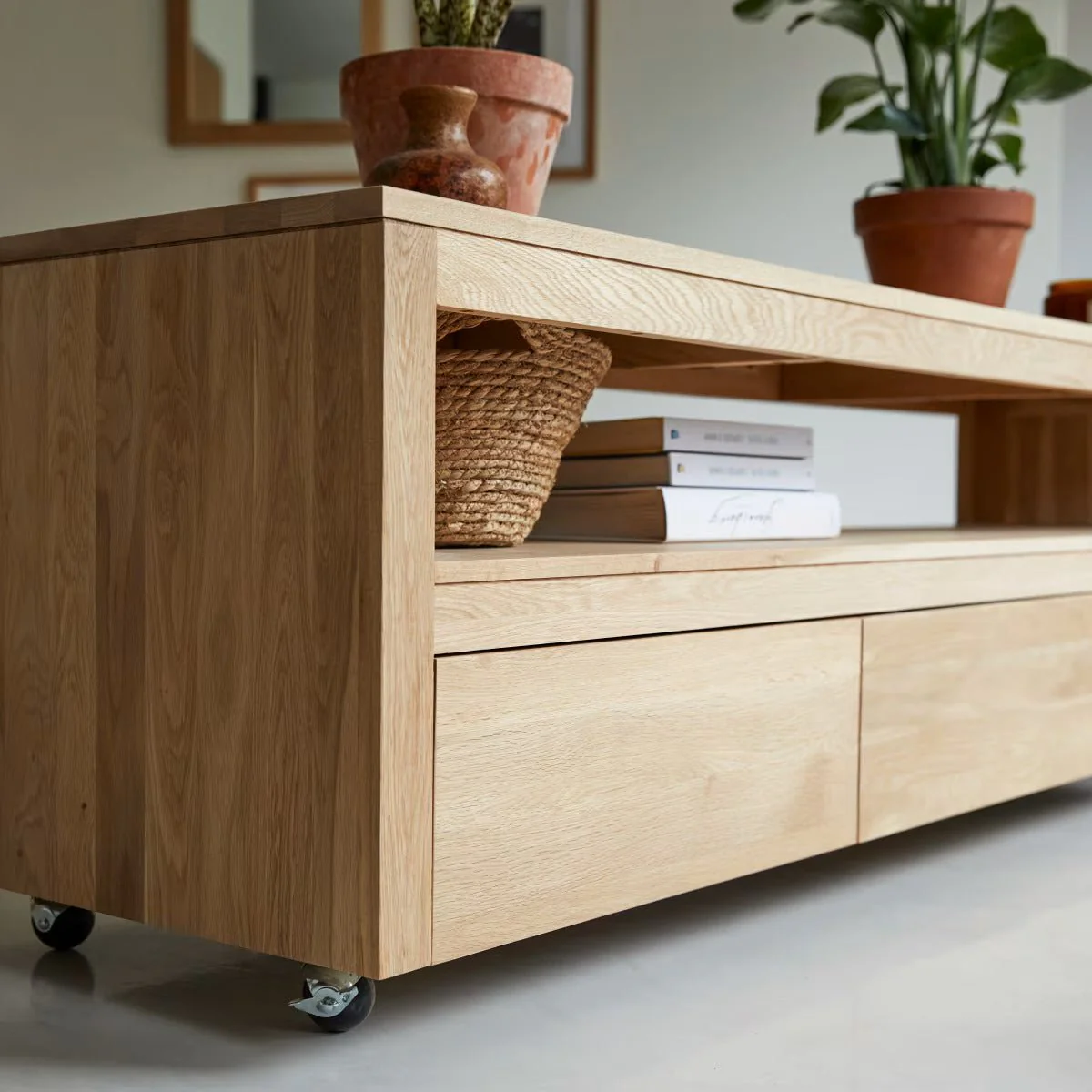 Liden Solid Oak Caster Feet TV Unit - Image 6