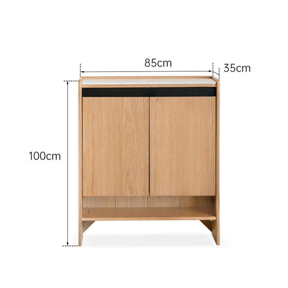 Limina Natural Solid Oak Shoe Cabinet with Ceramic Top - Image 10