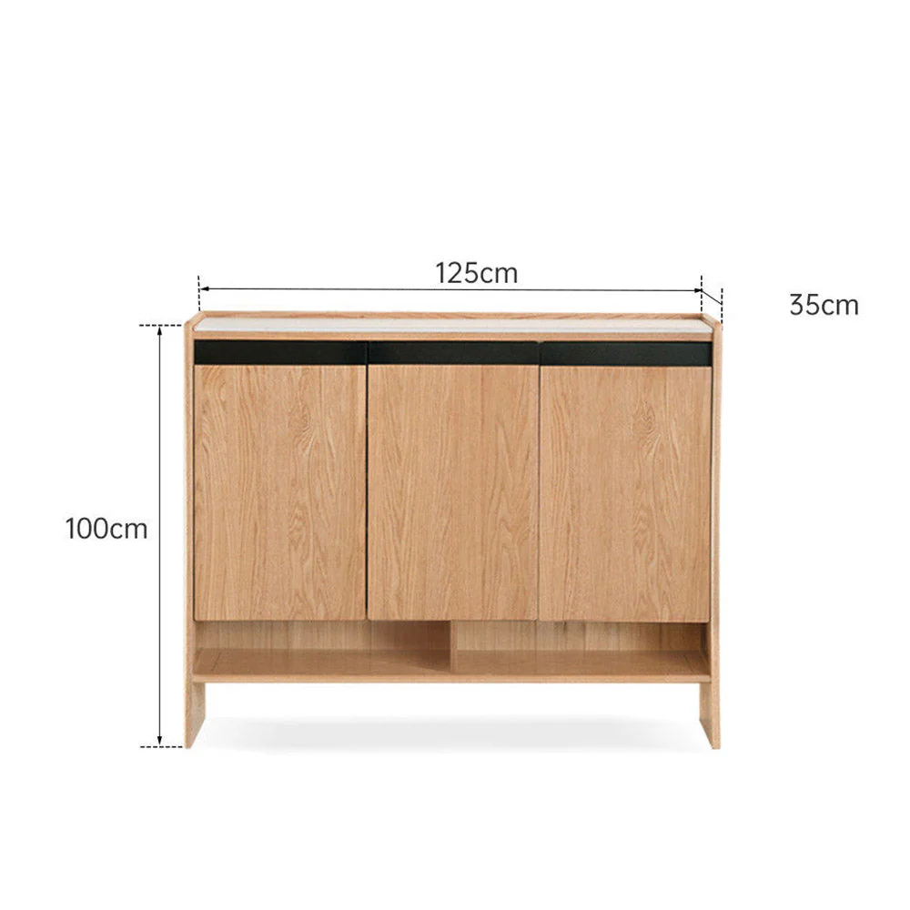 Limina Natural Solid Oak Shoe Cabinet with Ceramic Top - Image 11