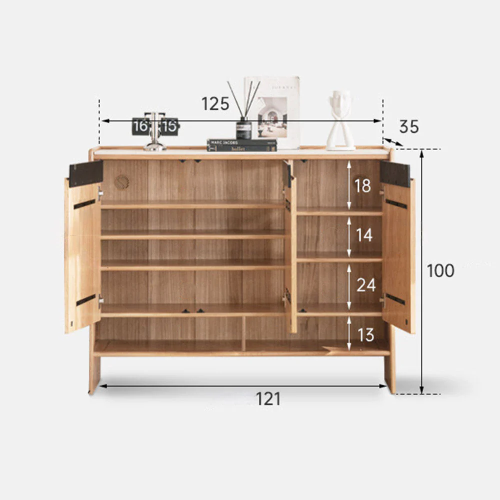 Limina Natural Solid Oak Shoe Cabinet with Ceramic Top - Image 13