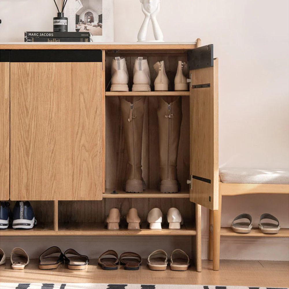 Limina Natural Solid Oak Shoe Cabinet with Ceramic Top - Image 9