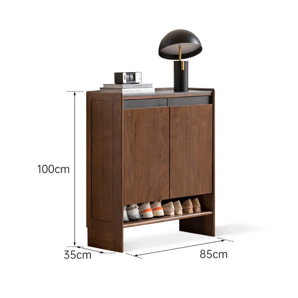 Limina Natural Solid Walnut Shoe Cabinet with Ceramic Top - Image 10