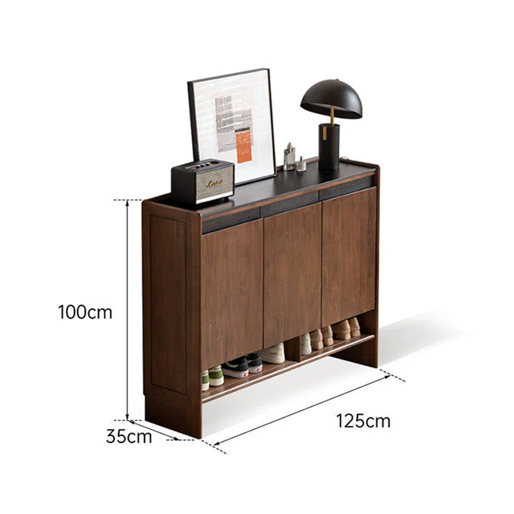 Limina Natural Solid Walnut Shoe Cabinet with Ceramic Top - Image 11