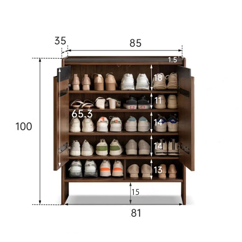 Limina Natural Solid Walnut Shoe Cabinet with Ceramic Top - Image 12