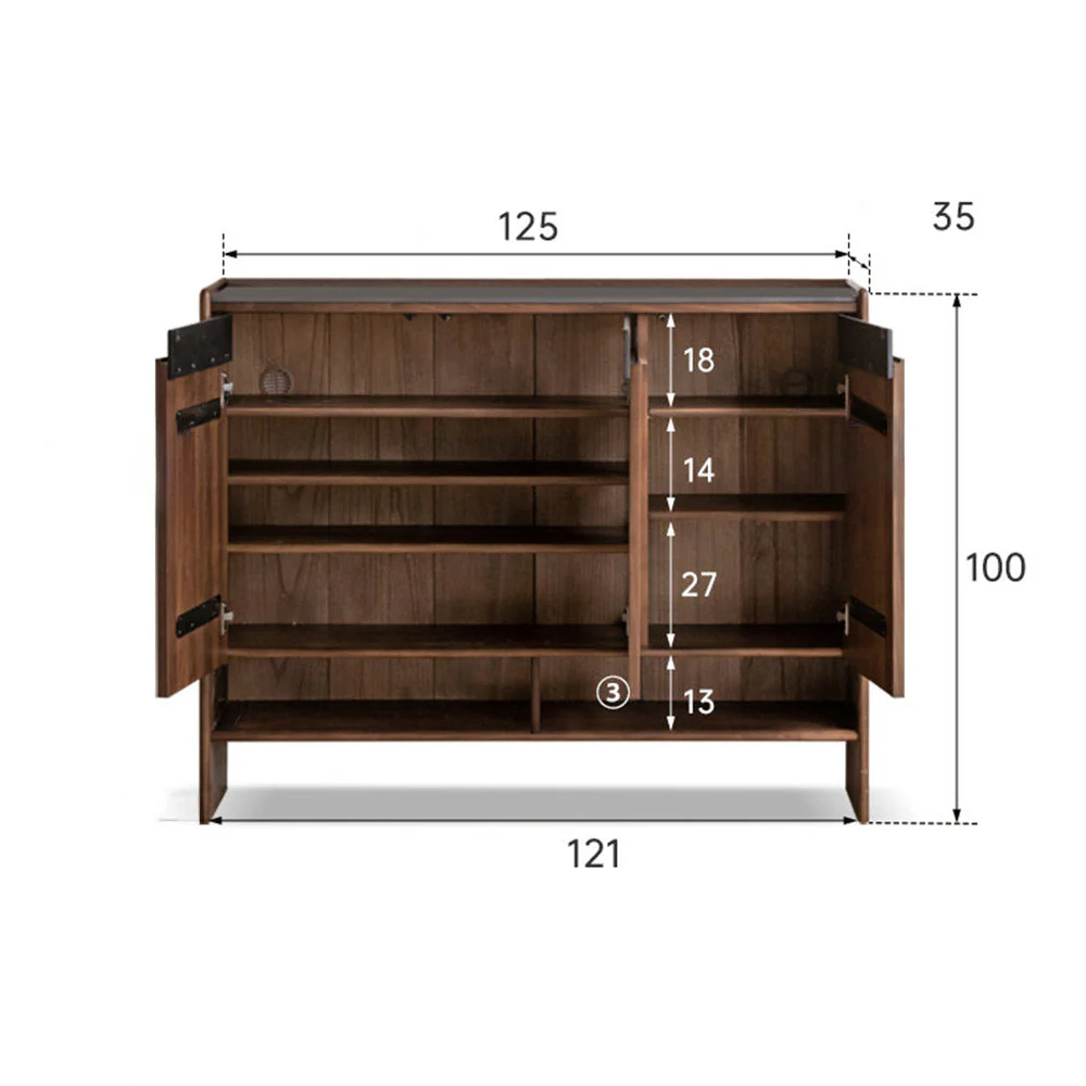 Limina Natural Solid Walnut Shoe Cabinet with Ceramic Top - Image 13