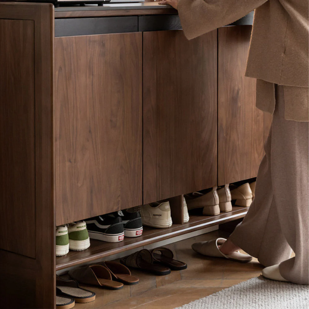 Limina Natural Solid Walnut Shoe Cabinet with Ceramic Top - Image 5