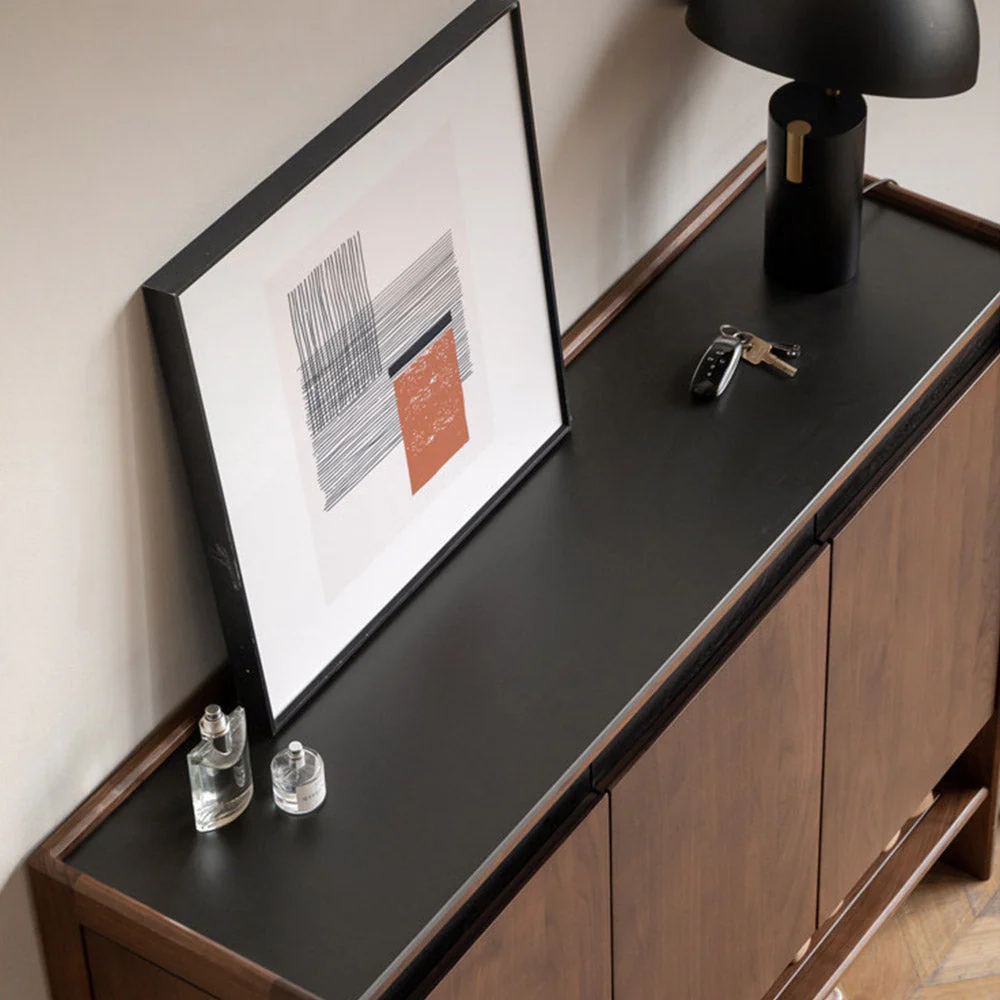 Limina Natural Solid Walnut Shoe Cabinet with Ceramic Top - Image 6