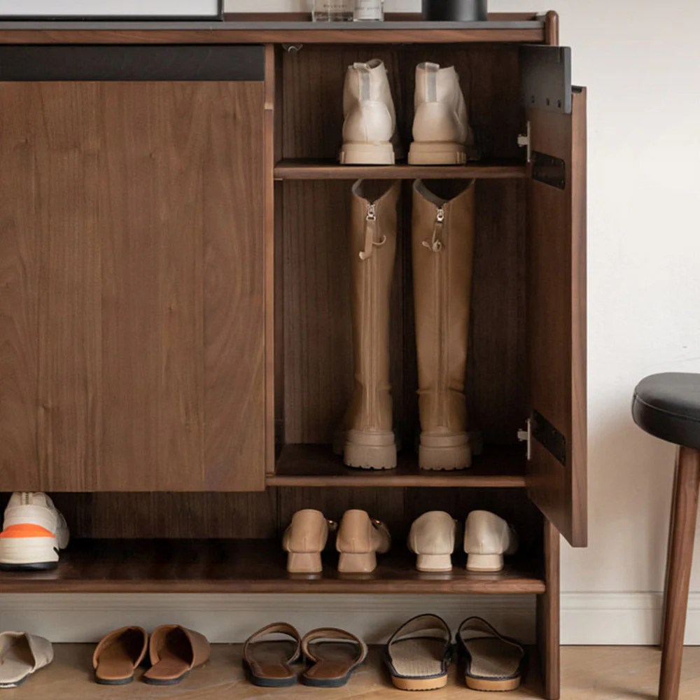 Limina Natural Solid Walnut Shoe Cabinet with Ceramic Top - Image 9