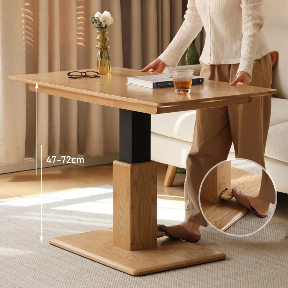 Linnich Natural Solid Ash Height Adjustable Coffee Table - Image 3