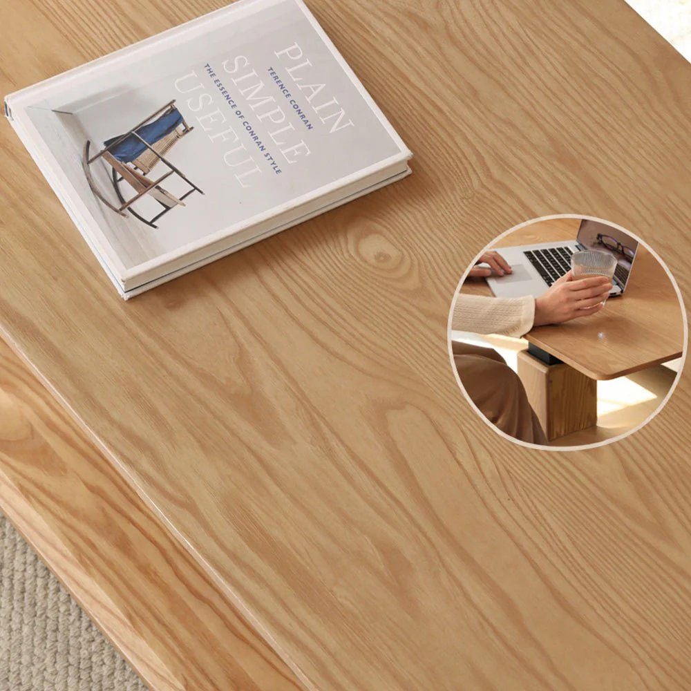 Linnich Natural Solid Ash Height Adjustable Coffee Table - Image 4