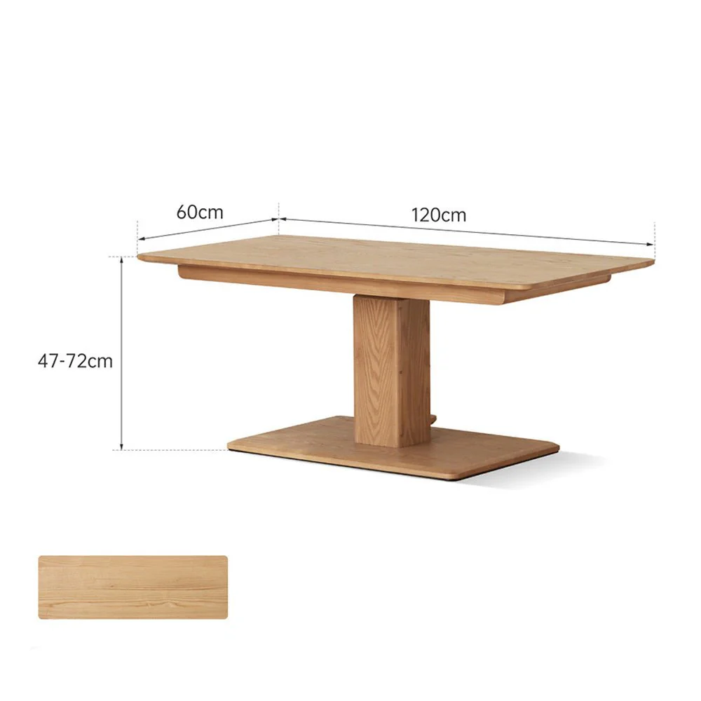Linnich Natural Solid Ash Height Adjustable Coffee Table - Image 6