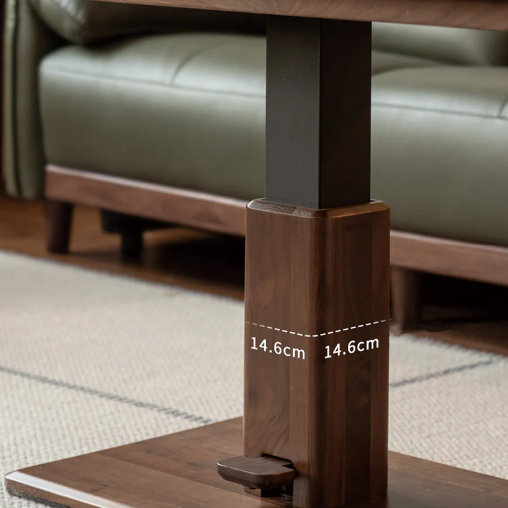 Linnich Natural Solid Walnut Height Adjustable Coffee Table - Image 10