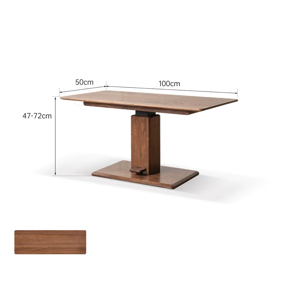 Linnich Natural Solid Walnut Height Adjustable Coffee Table - Image 12