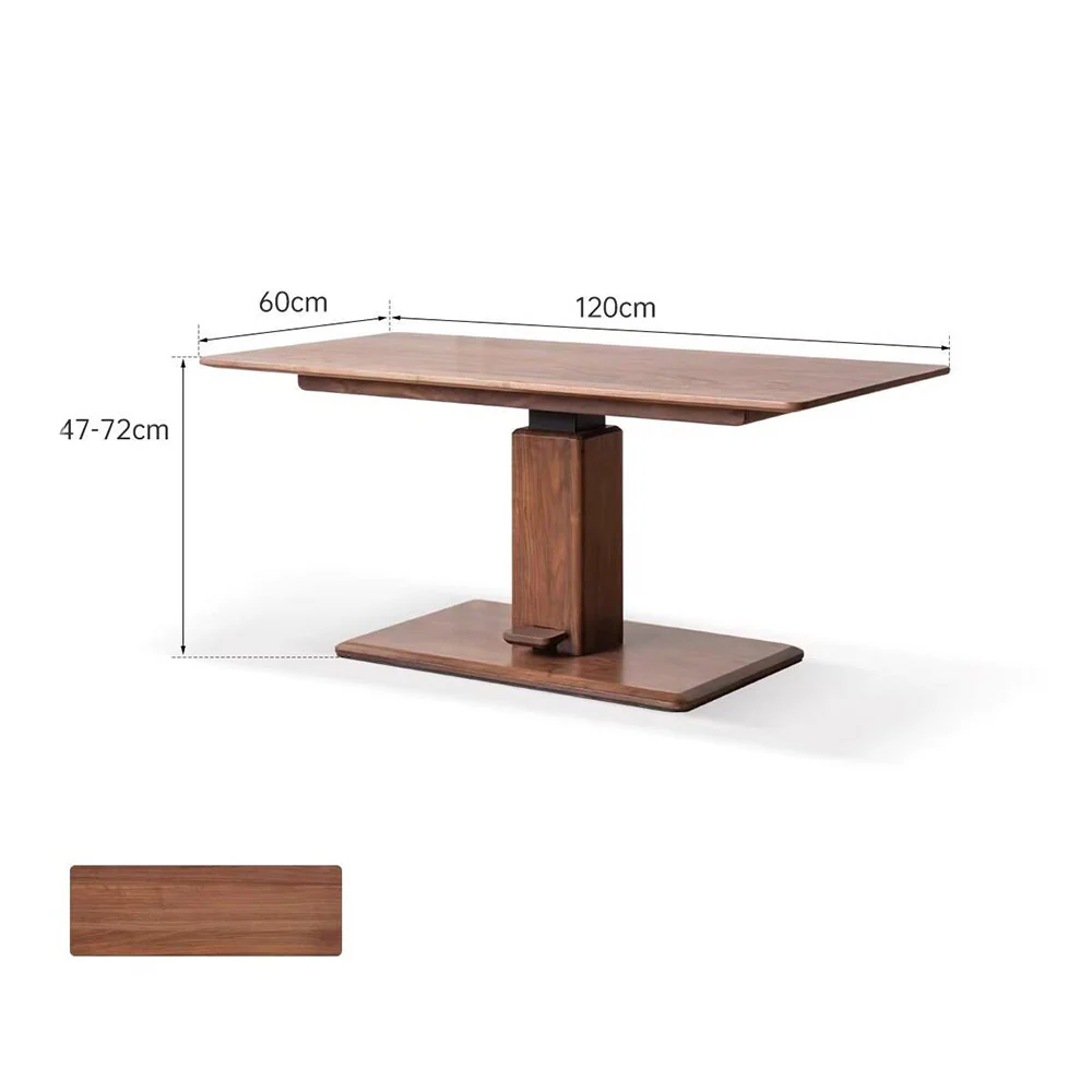 Linnich Natural Solid Walnut Height Adjustable Coffee Table - Image 13