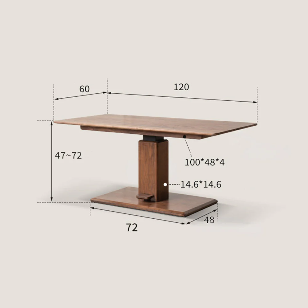 Linnich Natural Solid Walnut Height Adjustable Coffee Table - Image 14