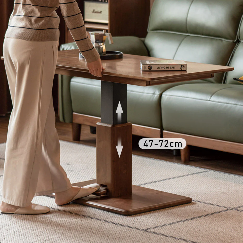 Linnich Natural Solid Walnut Height Adjustable Coffee Table - Image 6