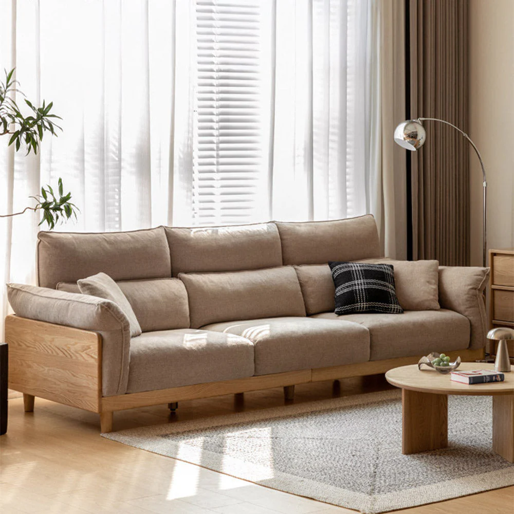 Lipari Natural Solid Oak Chenille Sofa