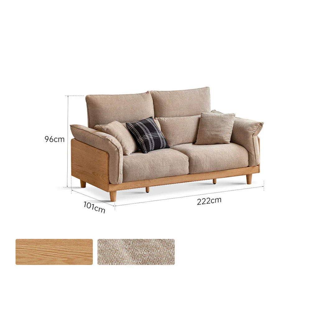 Lipari Natural Solid Oak Chenille Sofa - Image 11