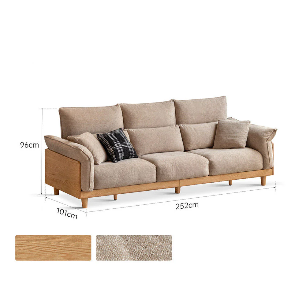 Lipari Natural Solid Oak Chenille Sofa - Image 12