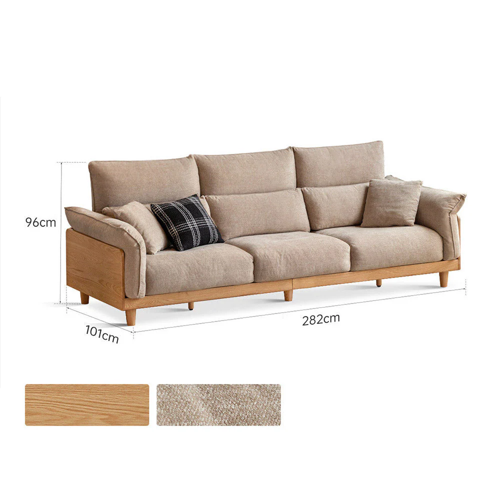 Lipari Natural Solid Oak Chenille Sofa - Image 13