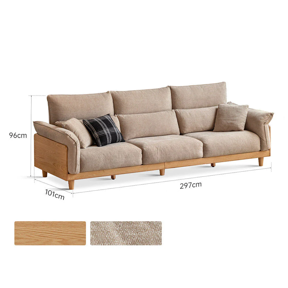 Lipari Natural Solid Oak Chenille Sofa - Image 14