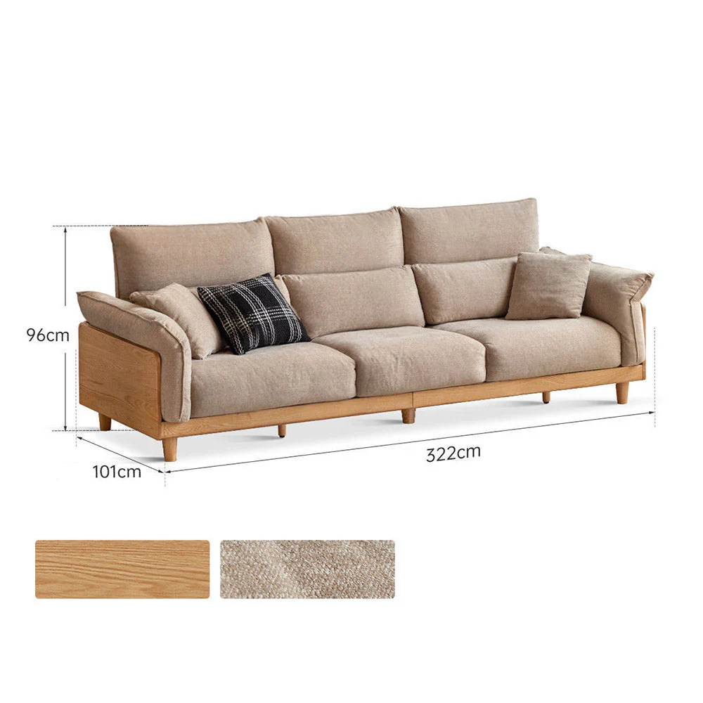 Lipari Natural Solid Oak Chenille Sofa - Image 15