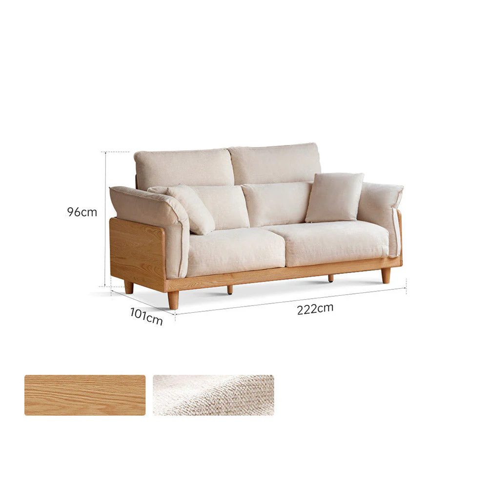 Lipari Natural Solid Oak Chenille Sofa - Image 16