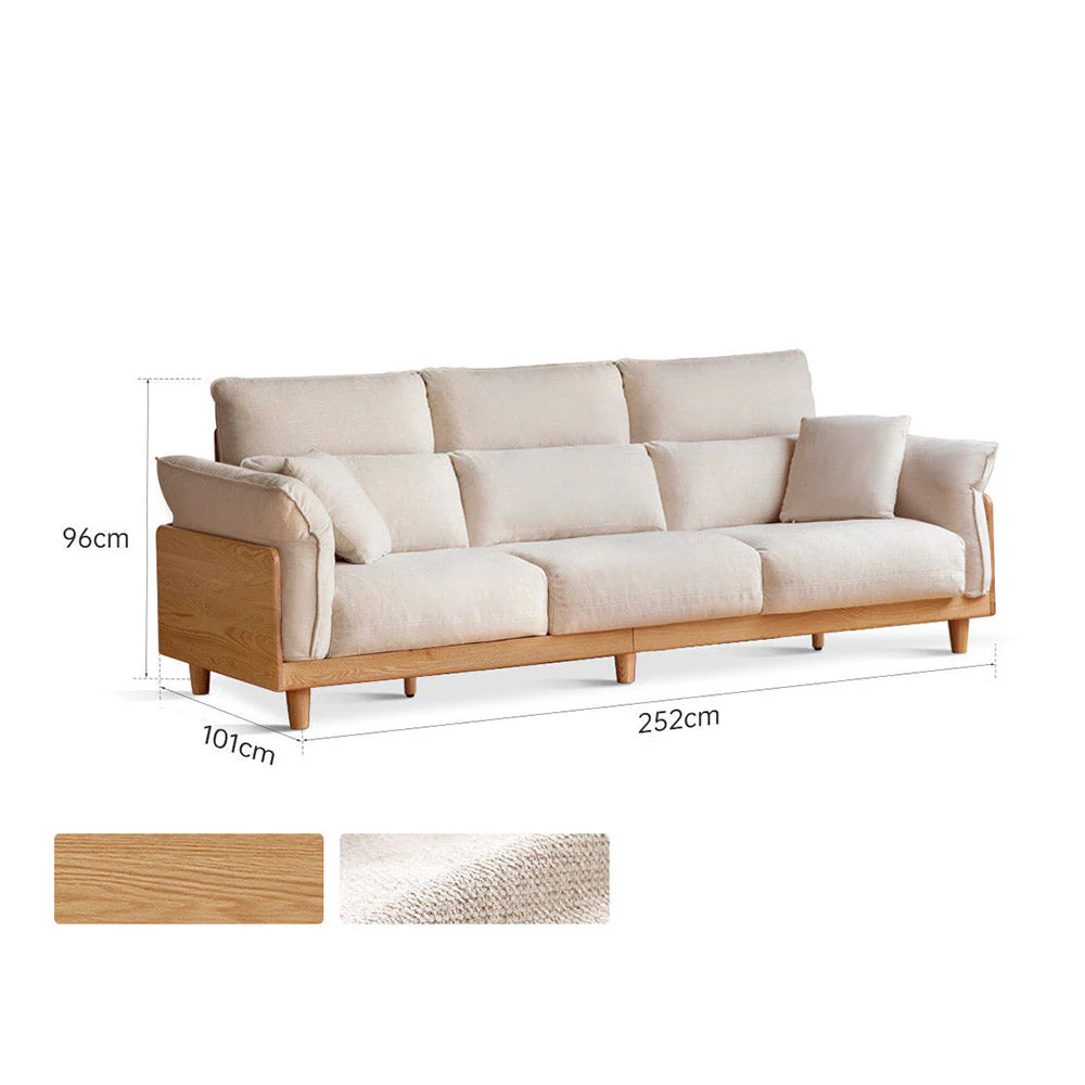 Lipari Natural Solid Oak Chenille Sofa - Image 17