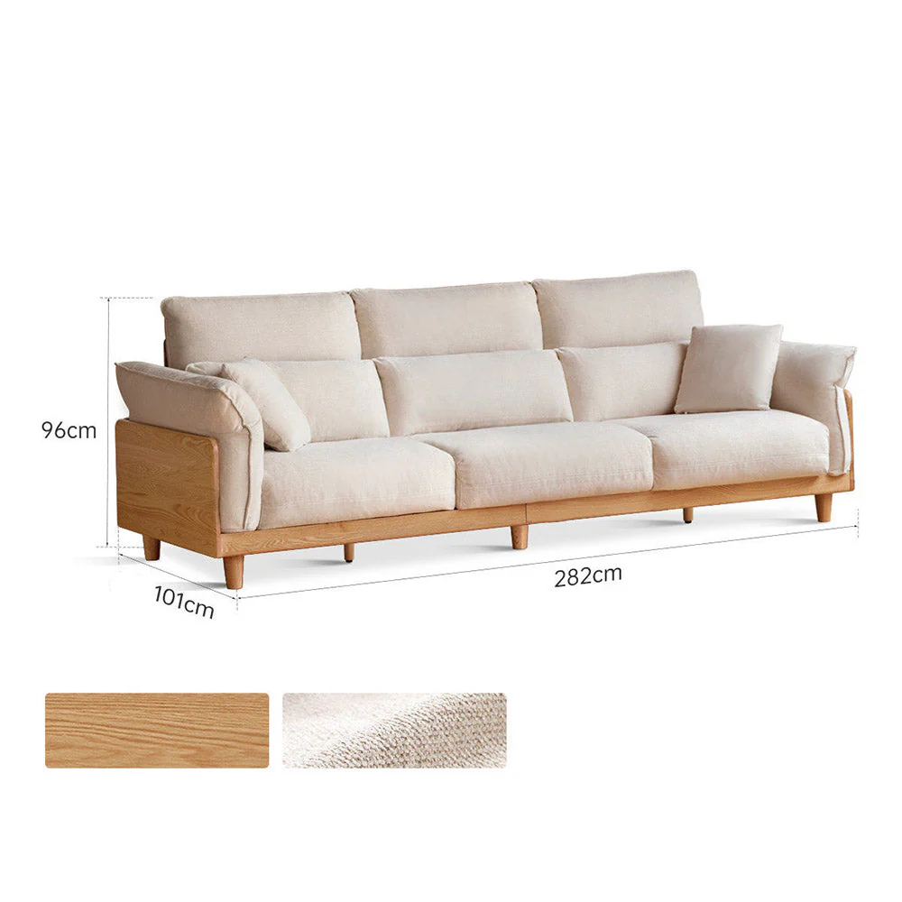 Lipari Natural Solid Oak Chenille Sofa - Image 18