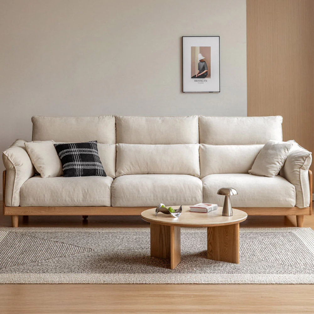 Lipari Natural Solid Oak Chenille Sofa - Image 2