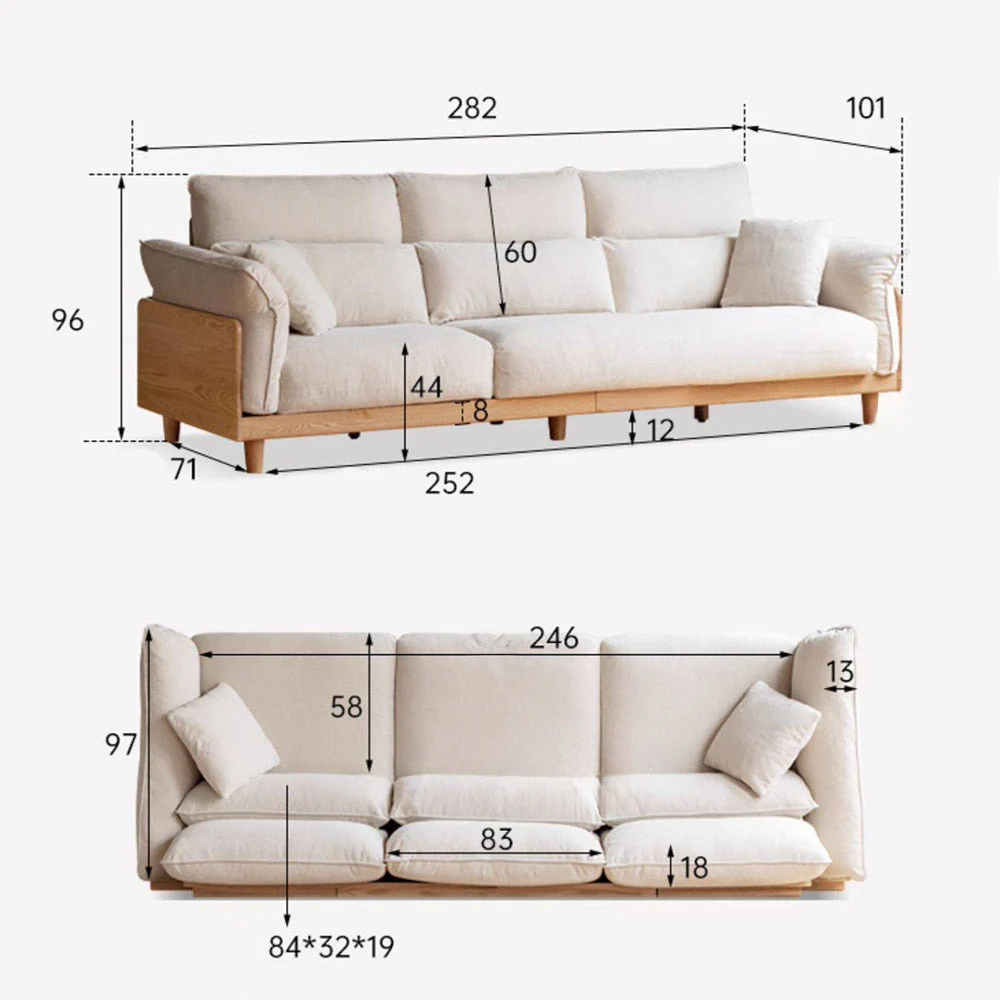 Lipari Natural Solid Oak Chenille Sofa - Image 21