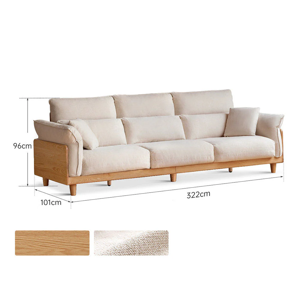 Lipari Natural Solid Oak Chenille Sofa - Image 22