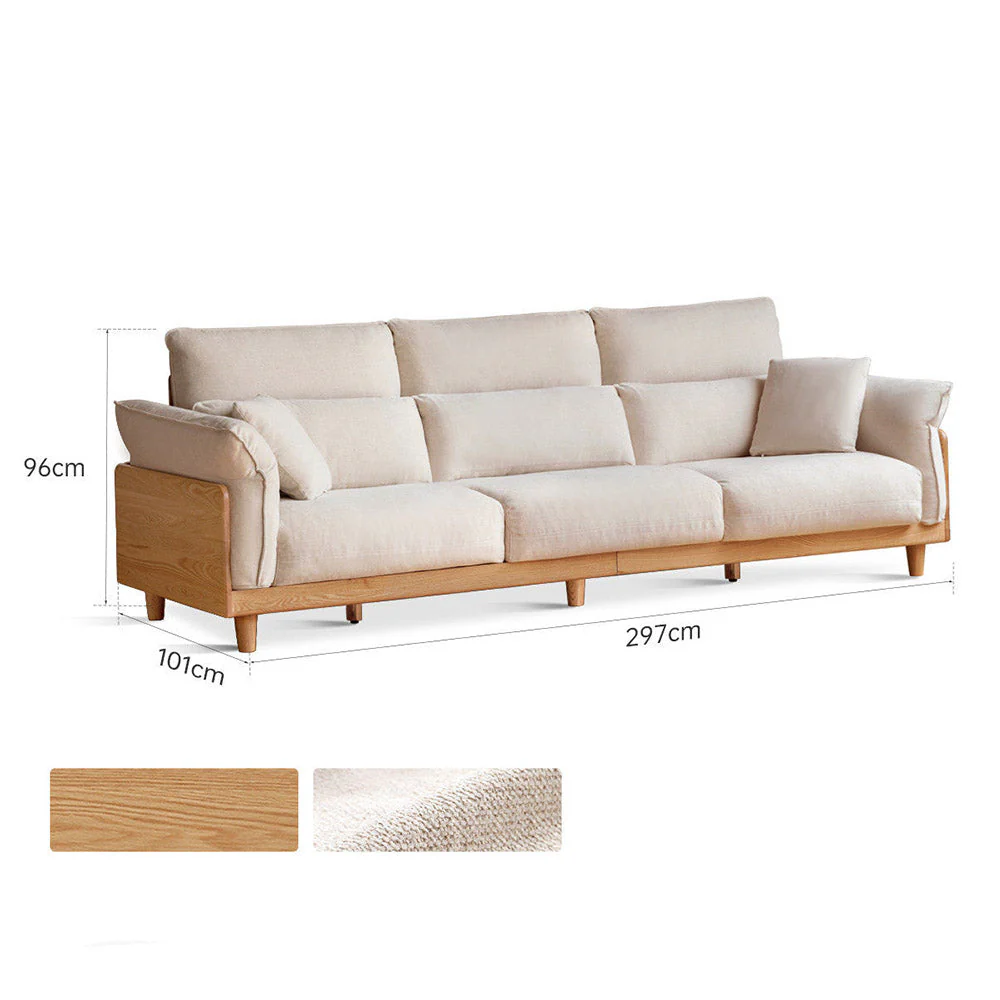 Lipari Natural Solid Oak Chenille Sofa - Image 23